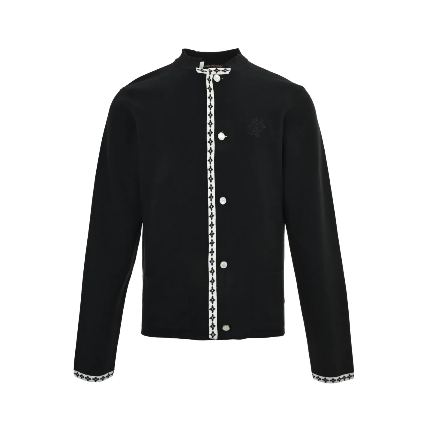 Louis Vuitton/Louis Vuitton white edge knitted college style cardigan jacket